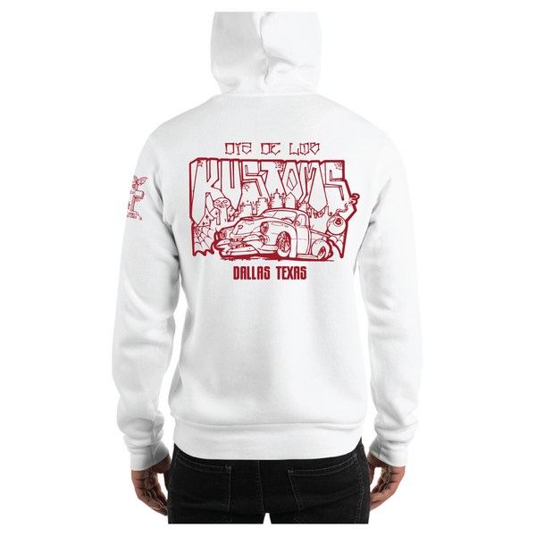 Dia de Los Kustoms - 2023 White Pull Over Hoodie (Dark Red)