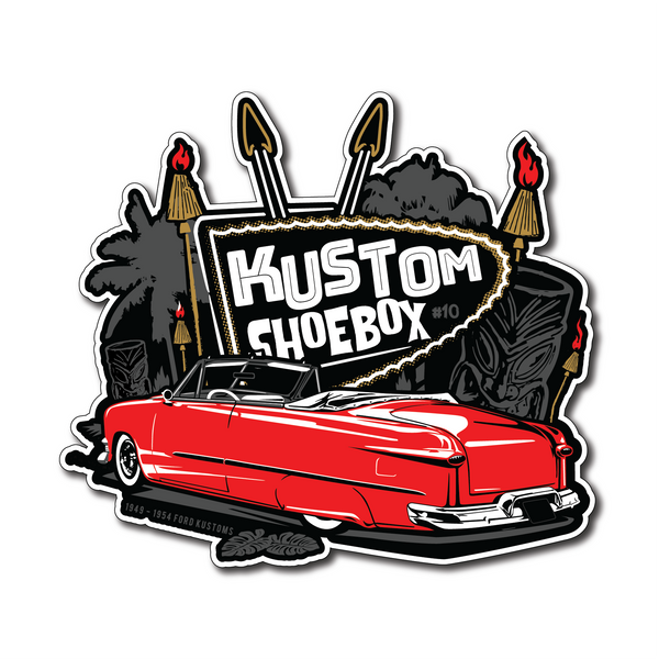 Kustom Shoebox Ford Library - 10 Tiki Sticker (red)
