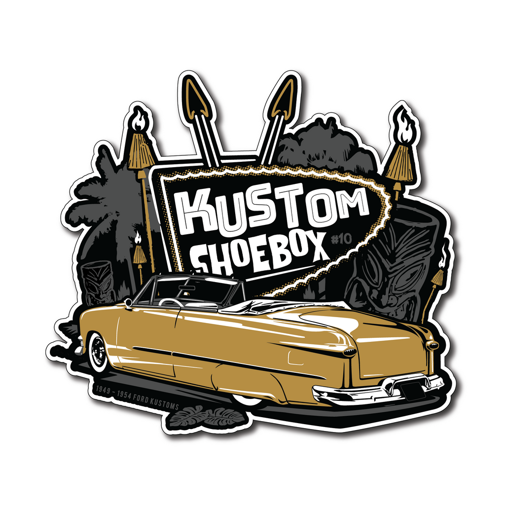Kustom Shoebox Ford Library - 10 Tiki Sticker (Yellow)